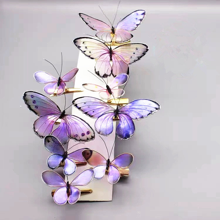 Handmade harpin hair clip creative butterfly artificial flower fluid hair products custom gift personalized accessories - Duo Fashion