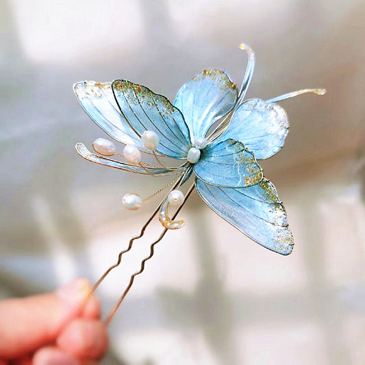 Handmade harpin hair clip creative butterfly artificial flower fluid hair products custom gift personalized accessories