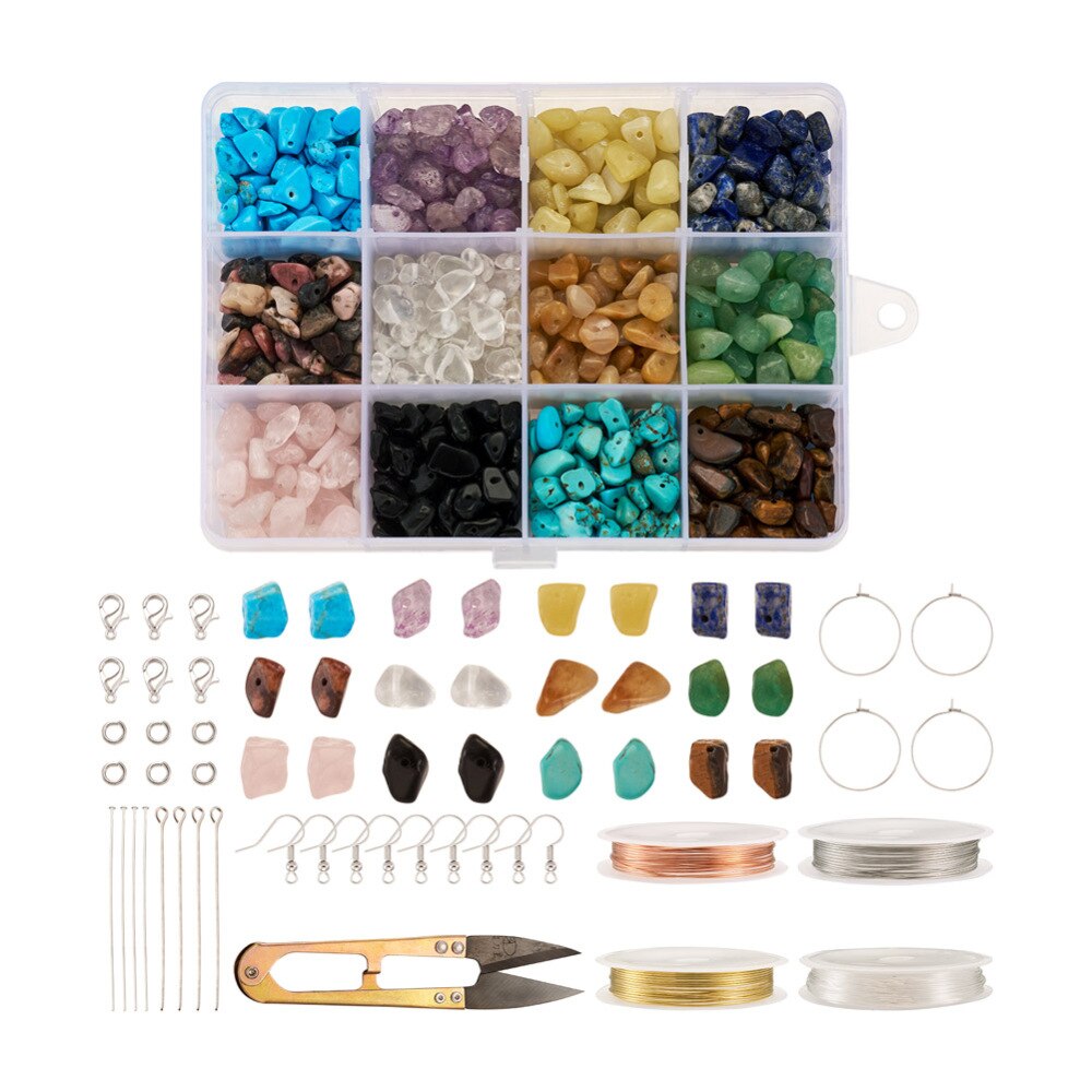 1 Juego de cuentas de piedras preciosas naturales y sintéticas con alambre de cobre, hallazgos de joyería para DIY, pendientes, pulseras, fabricación de collares F50