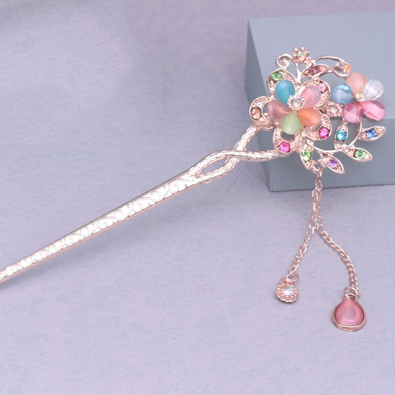 Horquilla de estilo antiguo chino, tocado de borlas de aleación de perlas, accesorios nupciales para el cabello para mujeres NIN668