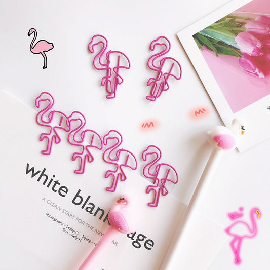 12Pcs/lot Flamingo Bookmark Planner Paper Clip Metal Material Bookmarks for Book Stationery School Office Supplies H0368