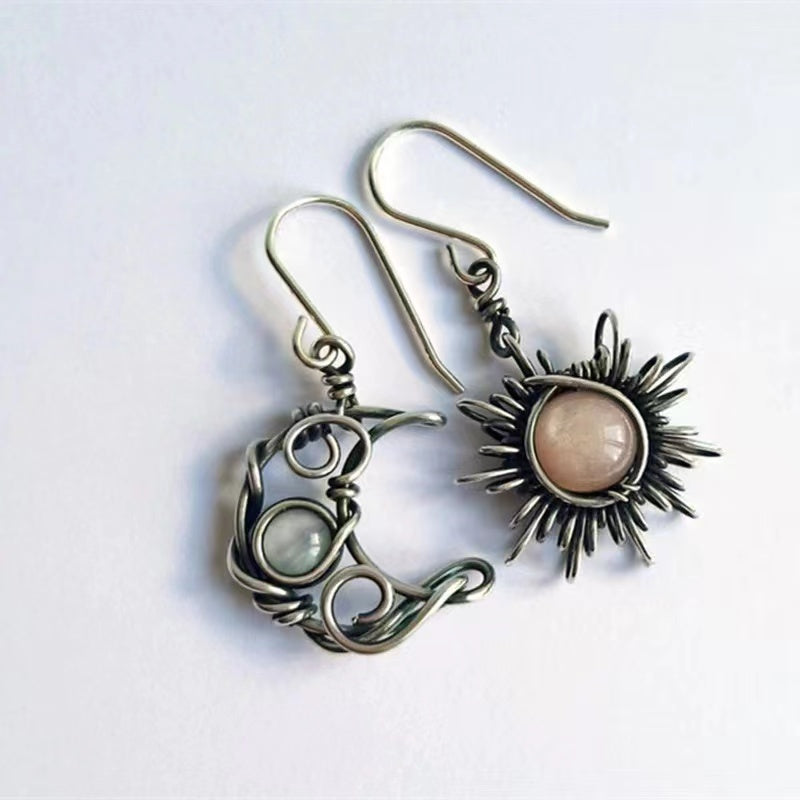 Handmade earring Retro Bohemian style moon sun earring customized gift - Duo Fashion
