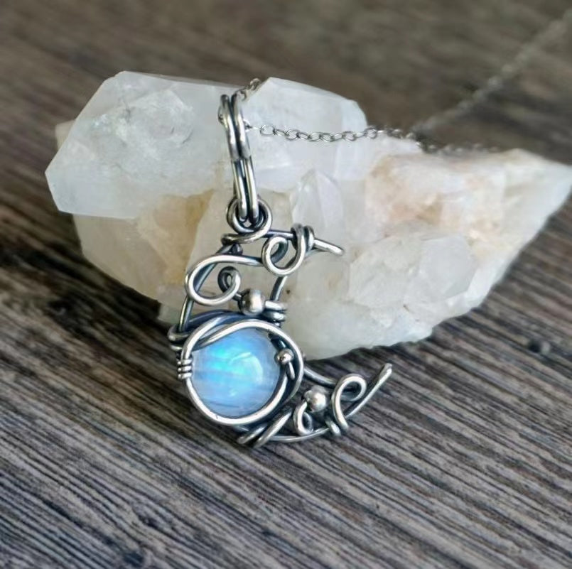 Handmade necklace Retro Bohemian style moonstone customized gift - Duo Fashion