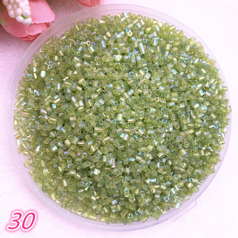 DIY 2*2.5mm 800pcs/lot Czech Cylindrical Glass Bugle Beads European Seed Long Tube Two Hole Loose Beads For Jewelry Making