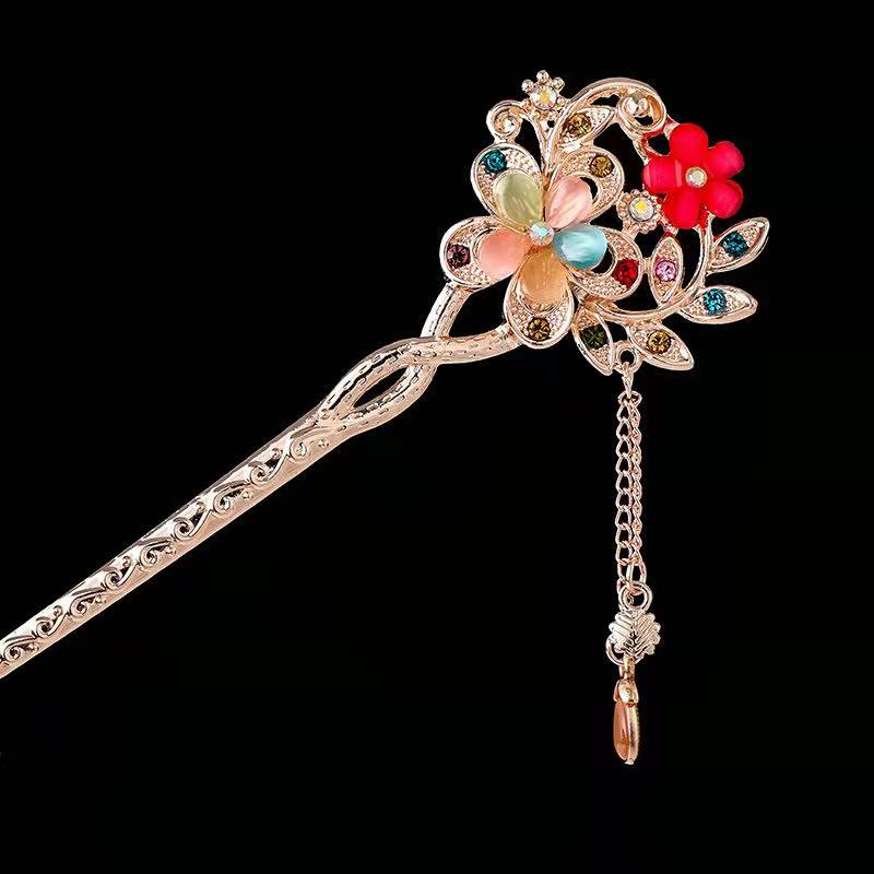 Vintage Chinese Style Hanfu Hair Stick Women Metal Glaze Hair Fork Hair Chopsticks Hairpin Woman Jewelry Hair Clip Accessories