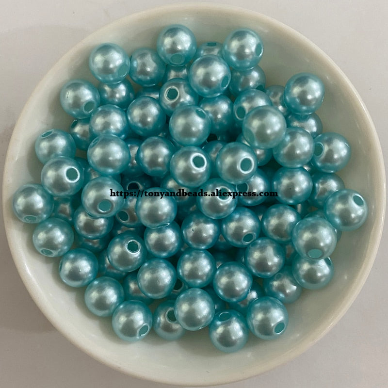 Cuentas espaciadoras de bolas redondas de perlas de imitación acrílicas, 4, 6, 8, 10, 12MM, Color de tamaño a elegir para fabricación de joyas, tamaño de agujero DIY de 1,5mm
