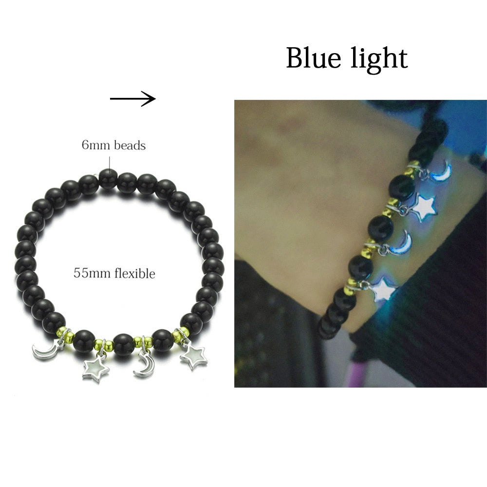 Natural Stone Bracelet Yoga Healing Luminous Glow In The Dark Bracelet Lotus Charm Beads Bracelet for Men Women Prayer Buddhism