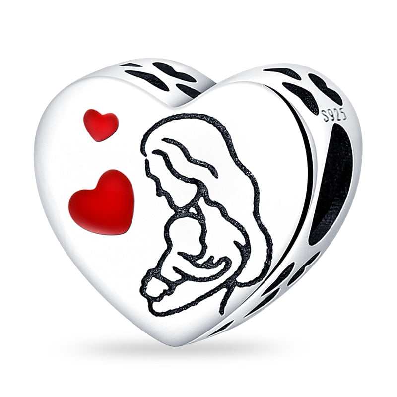 Se adapta Original Pandach pulsera collar 925 Color plata Animal corazón en forma de dijes cuentas mujeres Color plata colgante DIY joyería