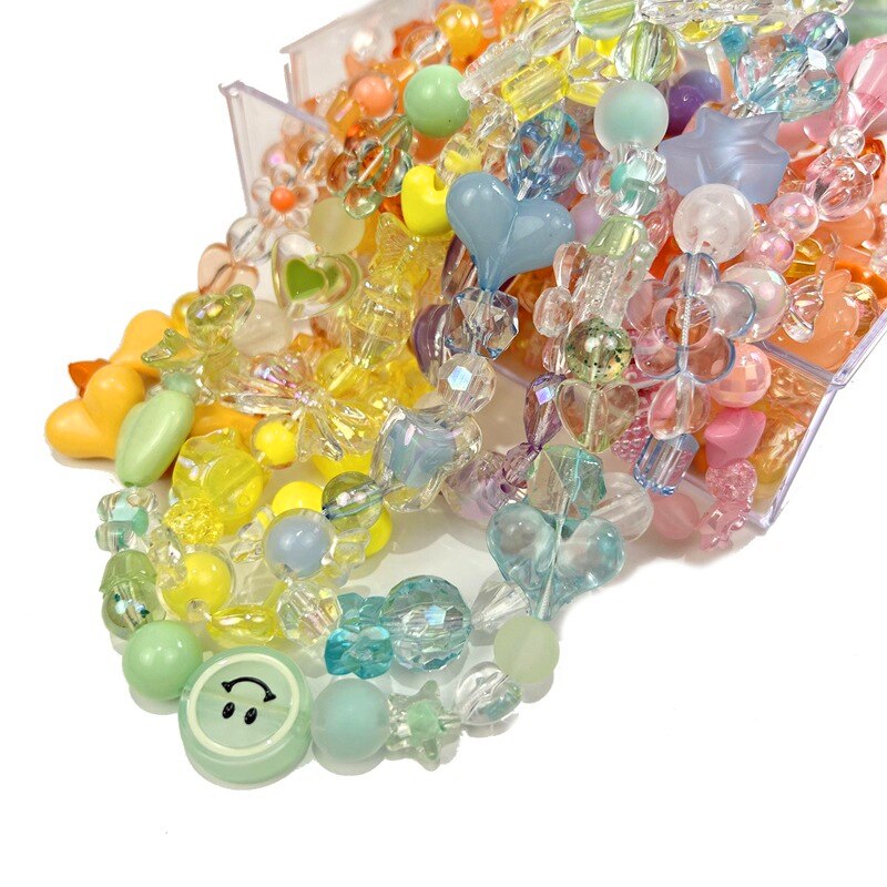 Cuentas acrílicas de colores de primavera de estilo mixto de 20g para pulsera hecha a mano DIY, accesorios para hacer joyas
