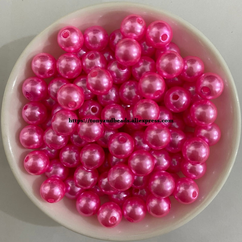 Acrylic Imitation Pearl Round Ball Spacer Beads 4 6 8 10 12MM Pick Size Color For Jewelry Making DIY Hole Size 1.5mm