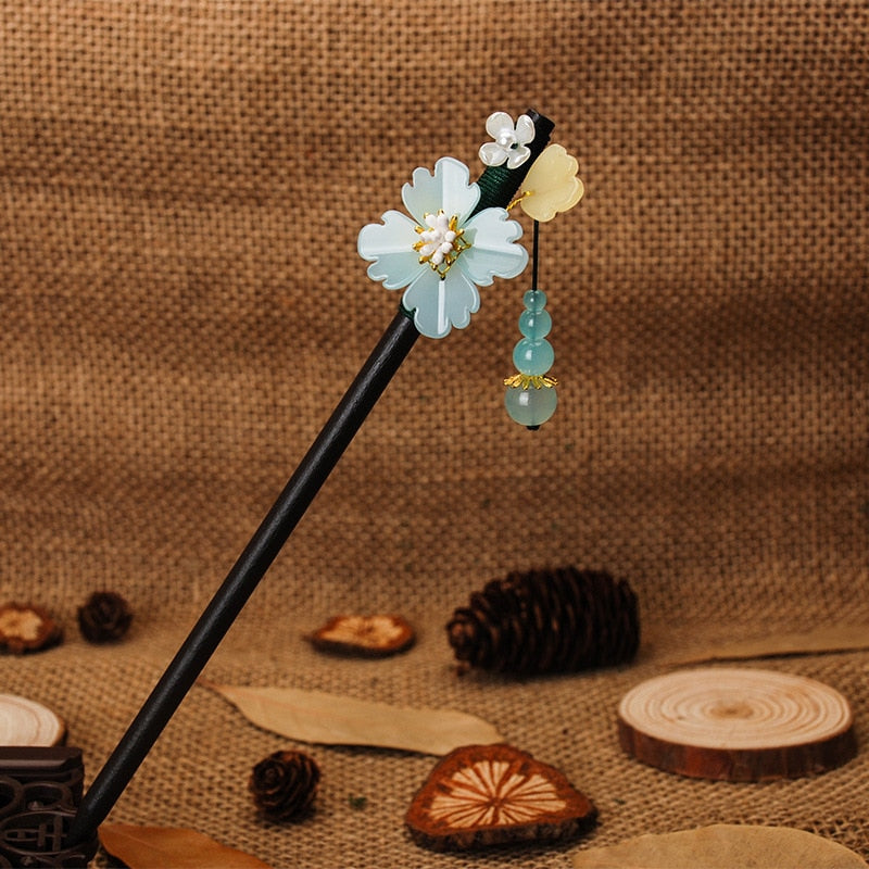 Vintage Wood Flower Hairpin For Women Antique Hair Stick For Girl Hair Clip Costume Chinese Hair Accessories Hair Pins заколки