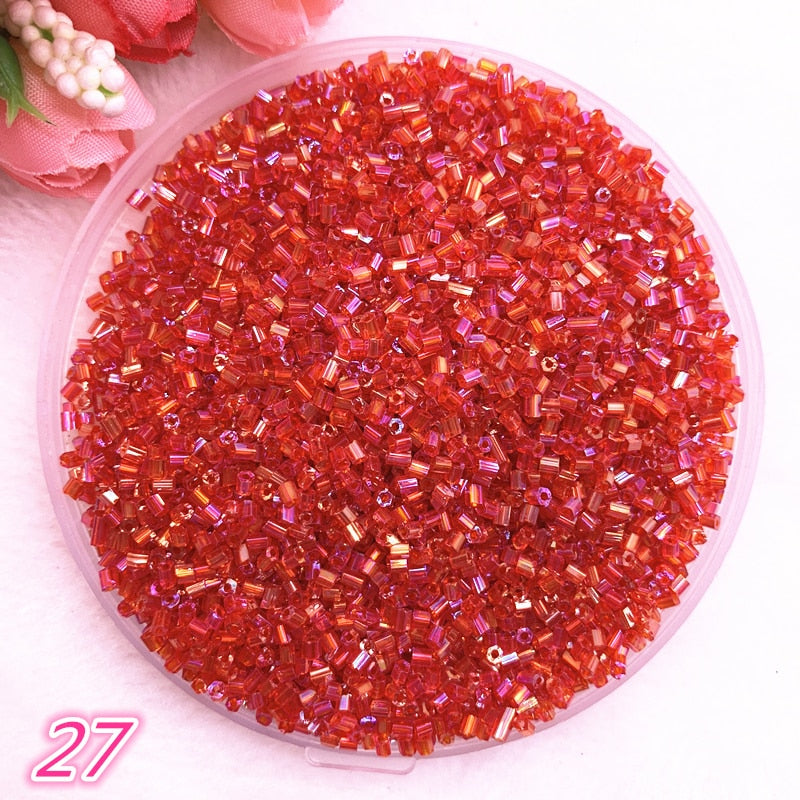 DIY 2*2.5mm 800pcs/lot Czech Cylindrical Glass Bugle Beads European Seed Long Tube Two Hole Loose Beads For Jewelry Making