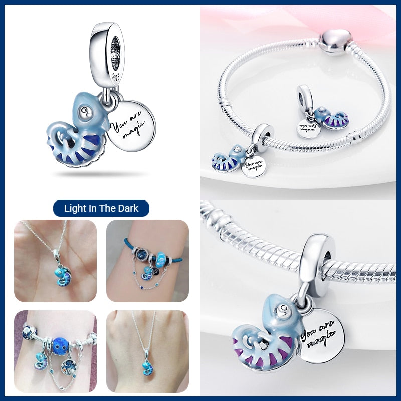 Bracelet DIY Jewelry Making 100% 925 Sterling Silver Firefly Charms Evil Eye Hot Air Balloon Blue Charms Fit Pandora Original