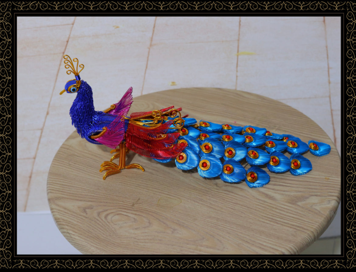 Amazing handcraft Peacock intangible cultural heritage weaving handmade gift