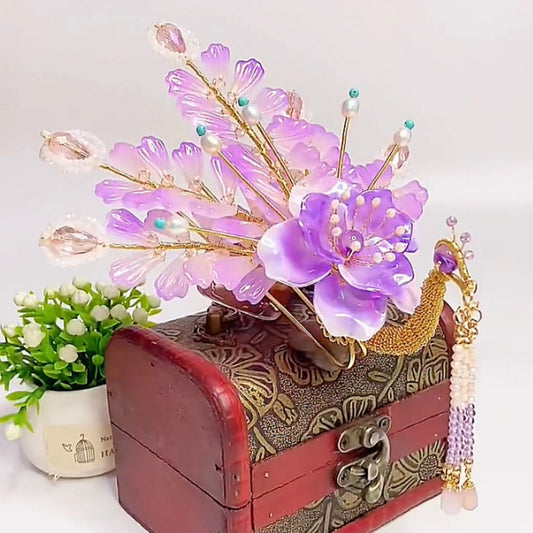 Buatan tangan merak DIY berwarna glasir bunga produk hadiah kustom aksesoris pribadi