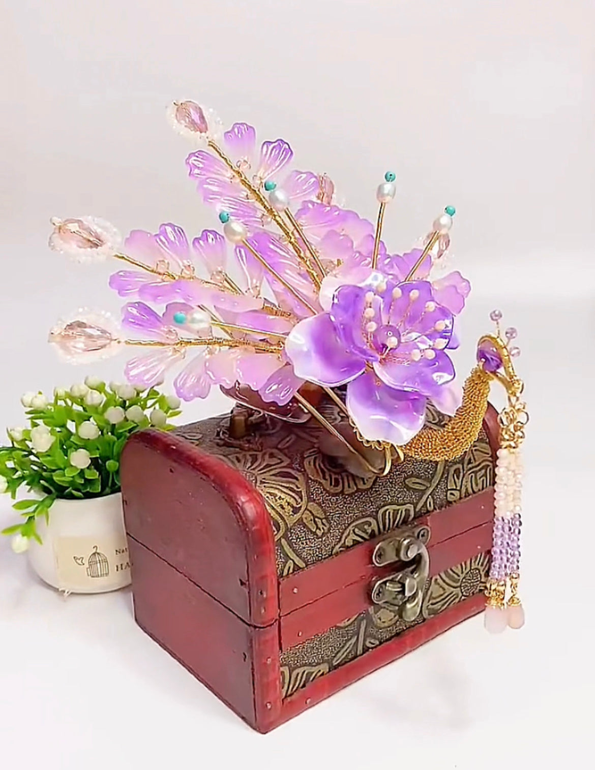 Joyería de fantasía personalizada hecha a mano, horquilla de pavo real, accesorios personalizados
