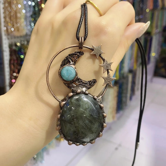 Handmade necklace Retro plating crystal cool pendant style custom gift