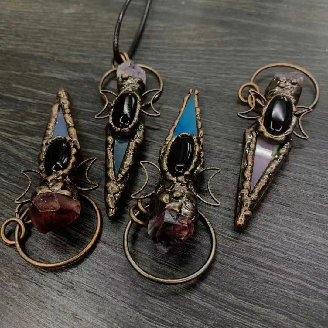 Handmade necklace Retro plating crystal cool pendant style custom gift - Duo Fashion