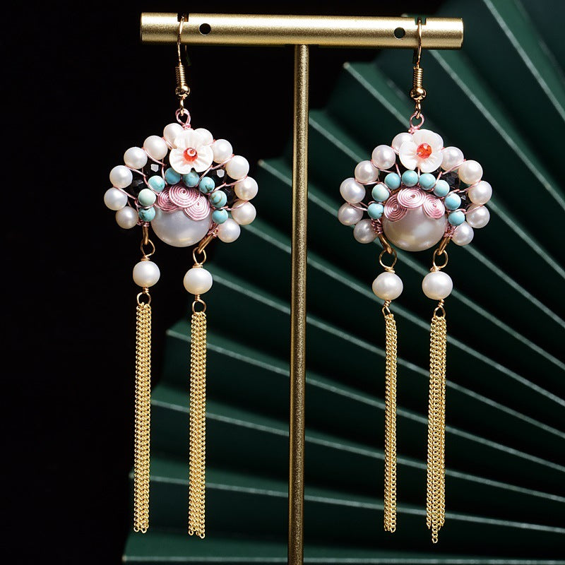 Handmade Necklace Earrings Hairclip Natural Pearl National Style Peking Opera Mask - Duo Fashion