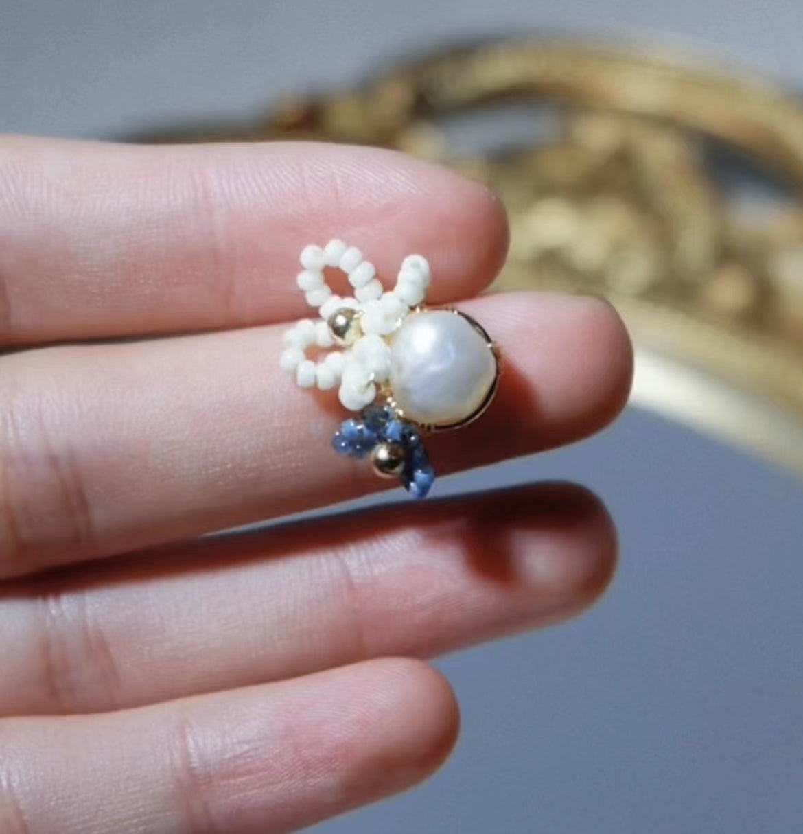 Handmade diy fashion jewelry crystal pearl beads fancy flower earring sets custom birthday gift