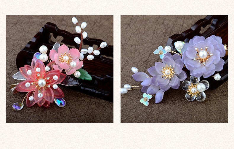 Handmade DIY coloured glaze flower hairclip hairpin custom gift personalized accessories - Duo Fashion