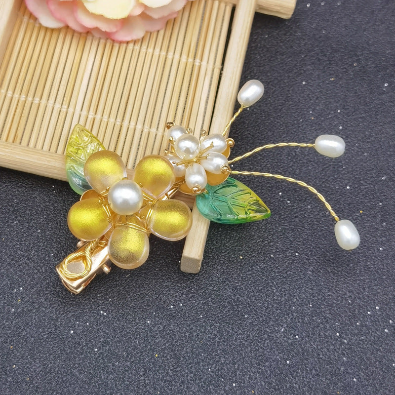 Handmade DIY coloured glaze flower hairclip hairpin custom gift personalized accessories - Duo Fashion