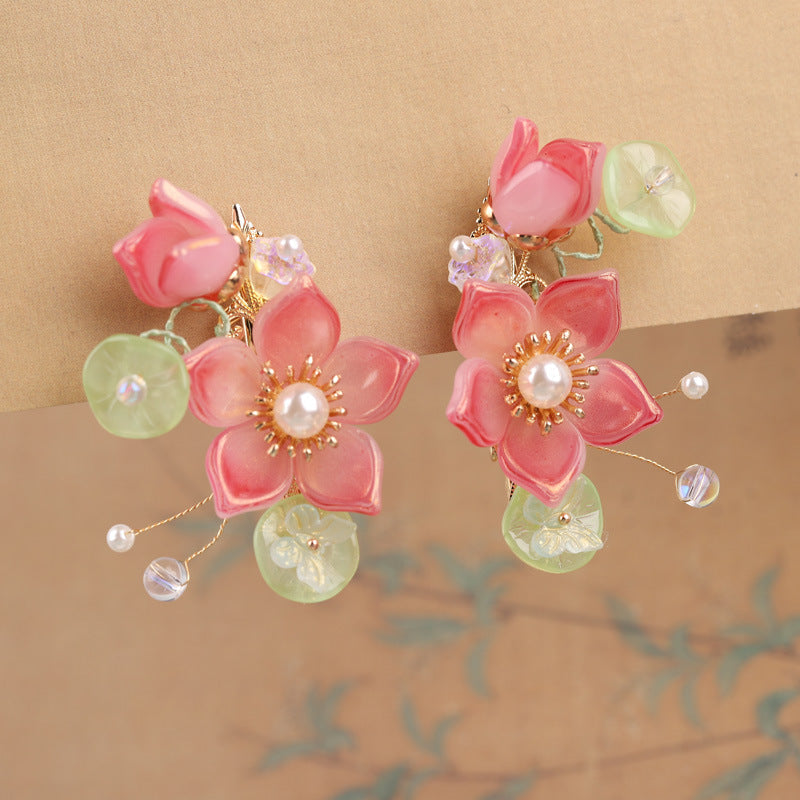Handmade DIY simple cheap coloured glaze flower hairclip custom gift personalized accessories