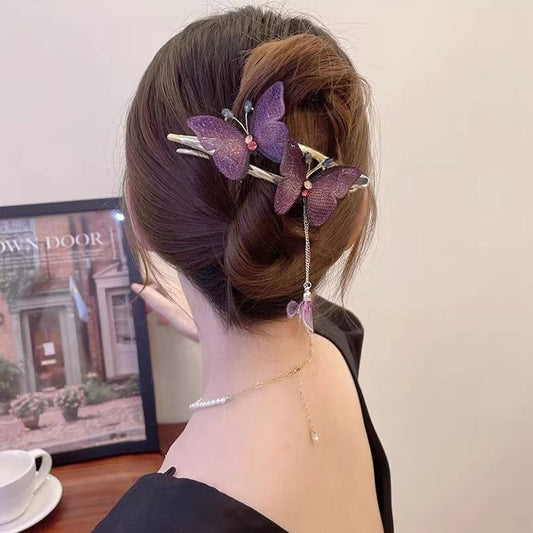 Pinza de pelo de mariposa de tela diy para joyería hecha a mano, regalo de cumpleaños personalizado para amiga