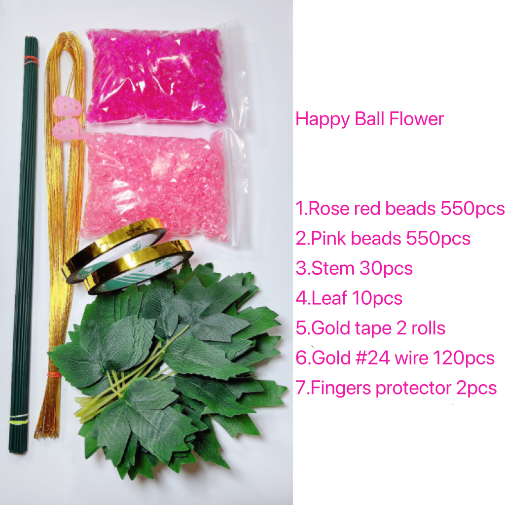 Handmade diy whole sets multi color Happy Ball Flower home decoration petal pearls beads raw material accessories