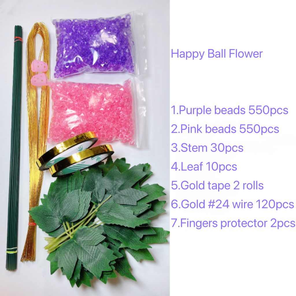 Handmade diy whole sets multi color Happy Ball Flower home decoration petal pearls beads raw material accessories