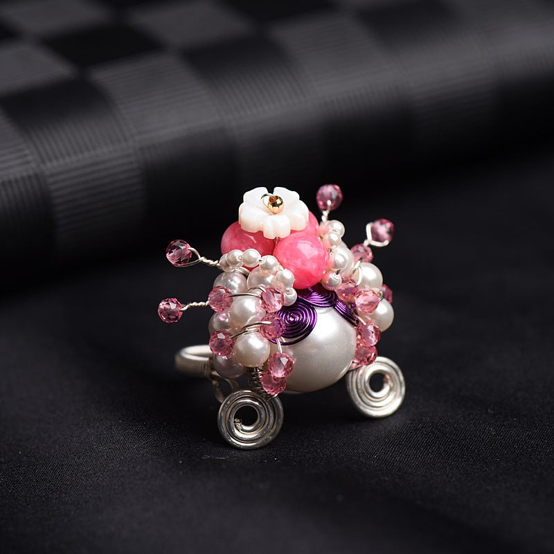 Buatan tangan budaya anting-anting kalung gelang warna merah muda Peking Opera aksesoris kustom pribadi