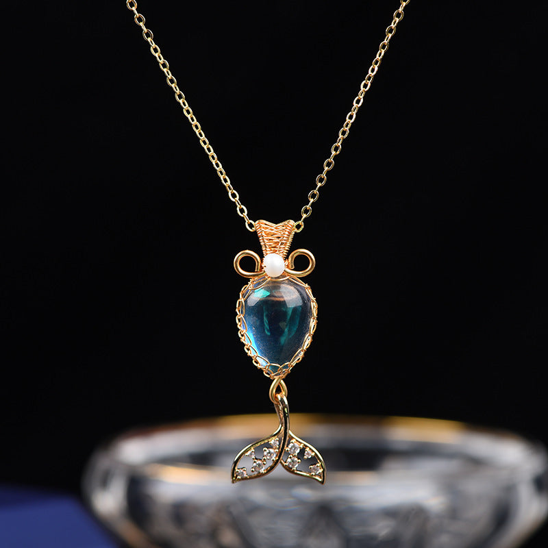 Collar de cristal de piedra lunar hecho a mano diy, bonita mariposa, ballena, gato, animal, regalo de cumpleaños personalizado