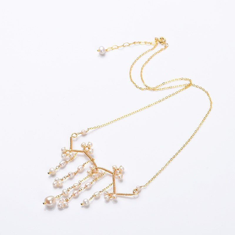 Handmade diy fashion water fresh pearl necklace earring bracelet sets custom birthday gift