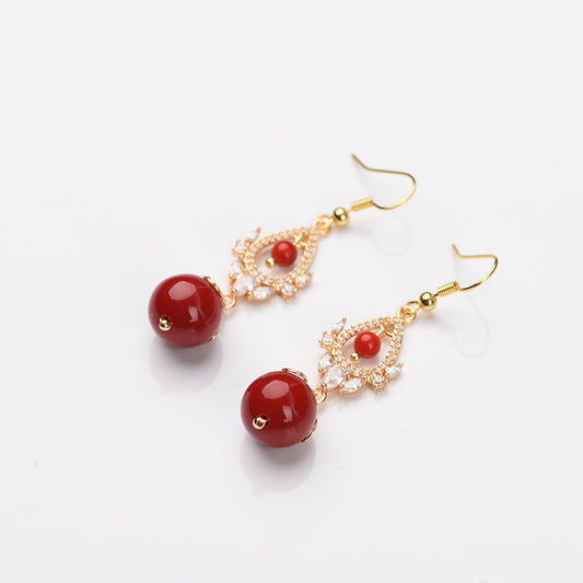 Handmade diy fashion jewelry crystal beads fancy red earring sets custom birthday gift