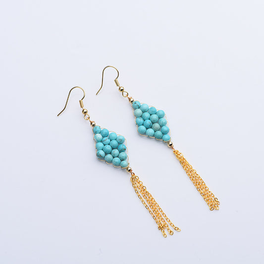 Handmade diy fashion jewelry beads fancy blue geometric earring sets custom birthday gift