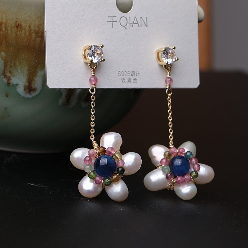 Joyería de moda diy hecha a mano, cuentas de perlas de cristal, juegos de pendientes de flores elegantes, regalo de cumpleaños personalizado