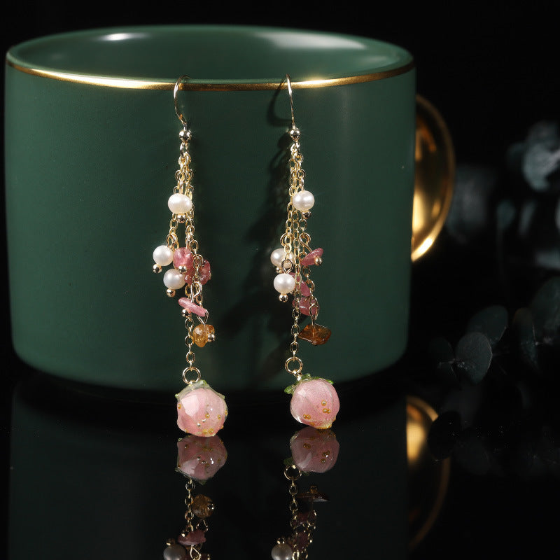 Handmade diy fashion jewelry tourmaline fancy flower bud earring sets custom birthday gift