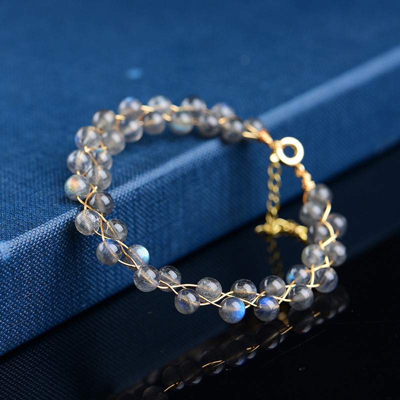 Buatan tangan diy fashion moonstone gelang hadiah ulang tahun khusus untuk pacar