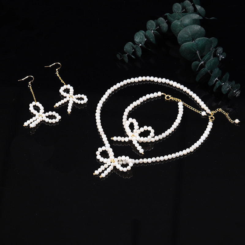Handmade diy fashion air segar mutiara kalung anting gelang set hadiah ulang tahun kustom
