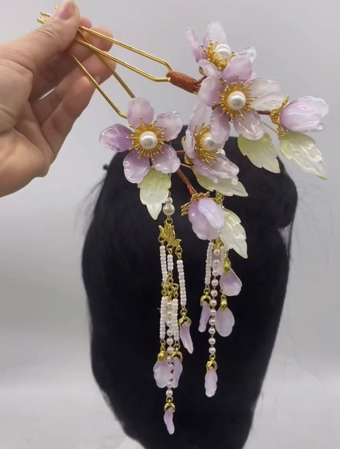 Chinese Ancient Style Hairpin Pearl Alloy Tassel Headdress Women Bridal Hair Accessories NIN668 - Duo Fashion