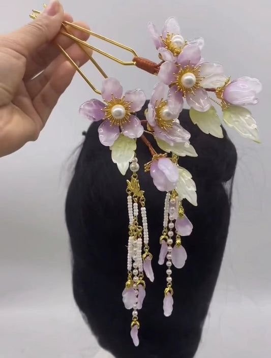 Chinese Ancient Style Hairpin Pearl Alloy Tassel Headdress Women Bridal Hair Accessories NIN668