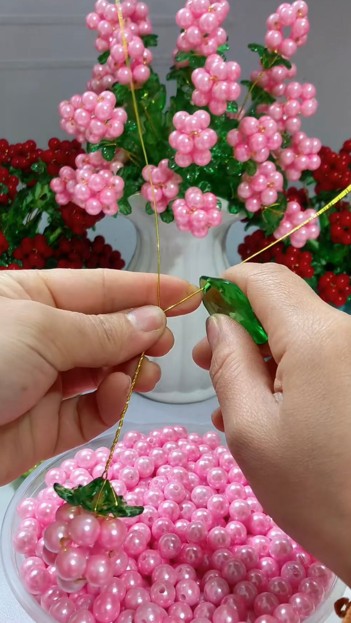 Buatan tangan diy buatan multil warna mutiara manik-manik kelopak bunga bahan baku aksesoris