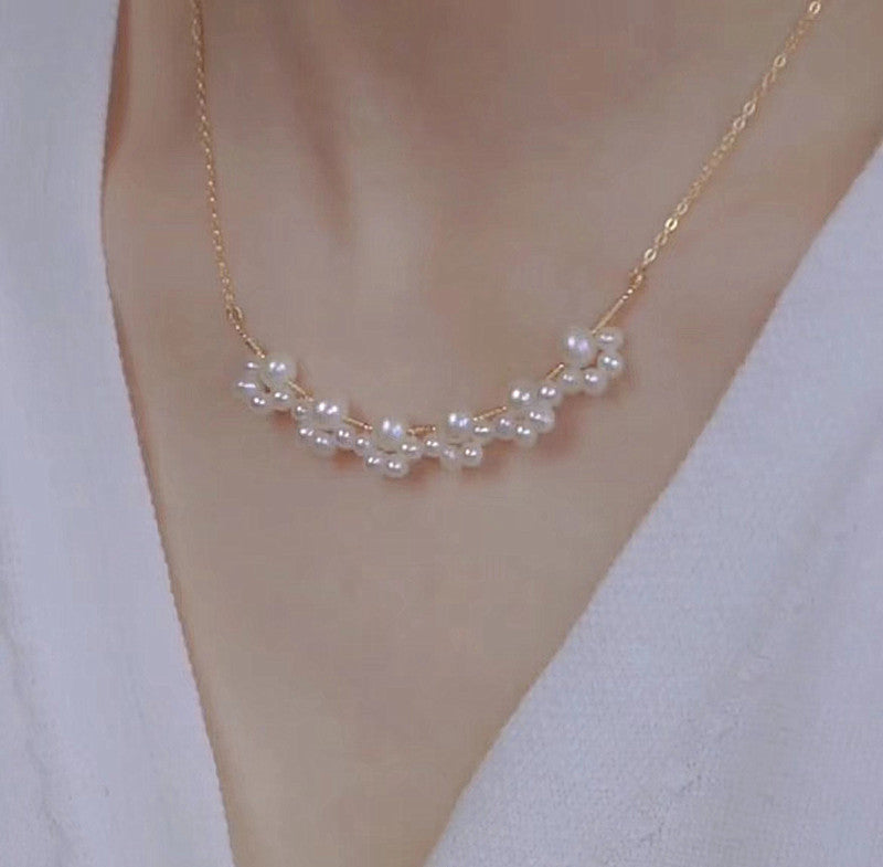 Handmade diy fashion pearl crystal beads necklace earring sets custom birthday gift