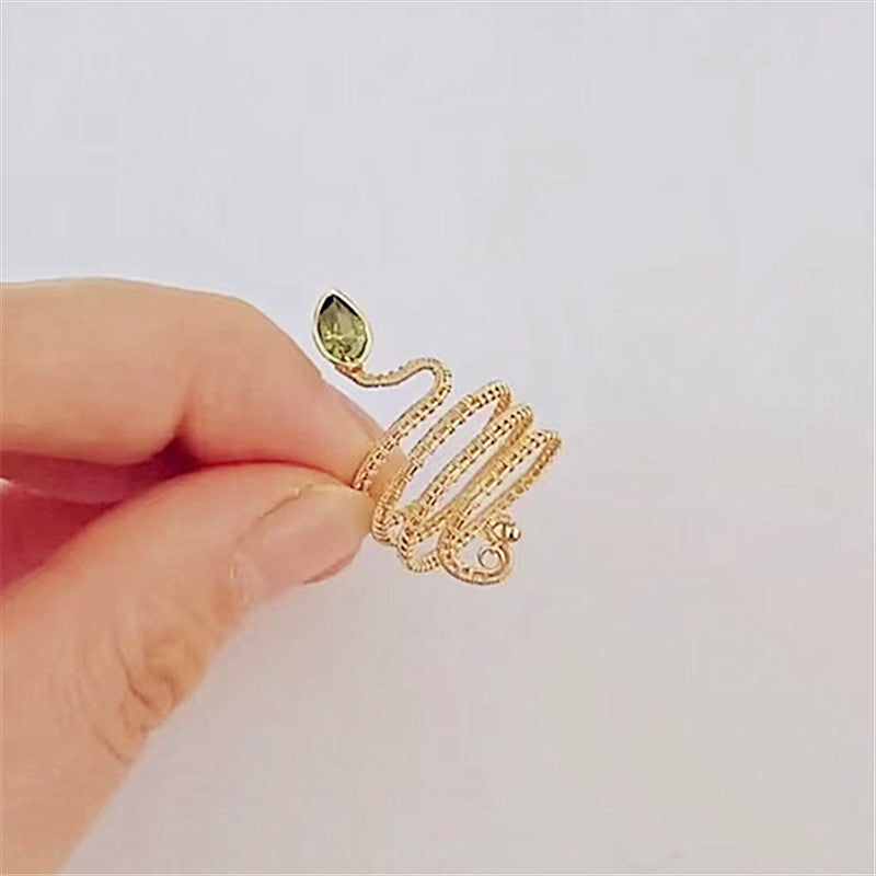 Buatan tangan diy fashion manik-manik kristal mutiara ular keren kucing lucu cincin anting-anting set hadiah ulang tahun kustom