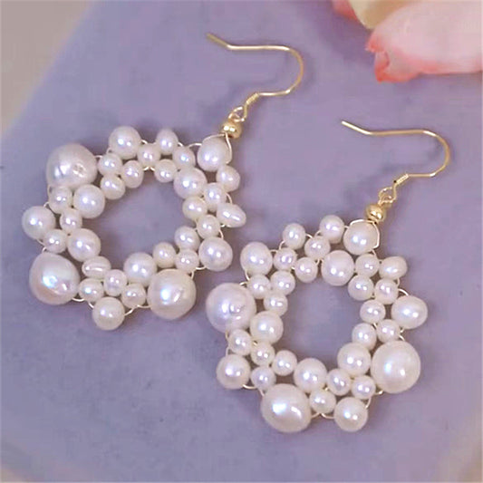 Handmade diy fashion pearl crystal beads cool snake cute cat ring earring sets custom birthday gift