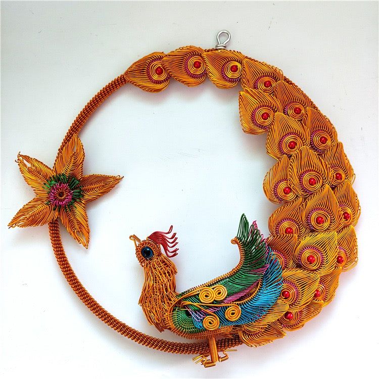 Amazing handcraft Peacock intangible cultural heritage weaving handmade gift
