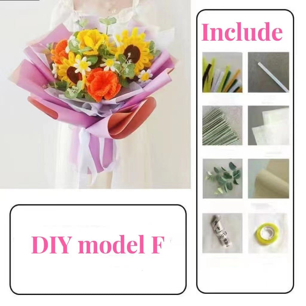 Handmade DIY pipe cleaner multi color sunflower whole sets home craft birthday gift for best friend