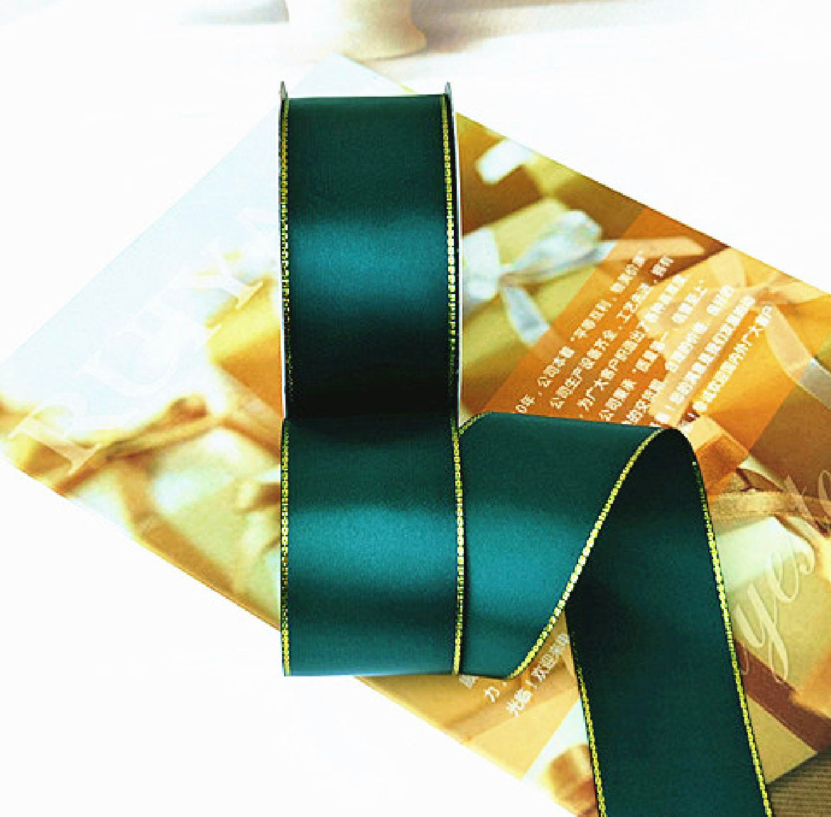 Gold Wired Ribbon Anniversary Ribbon Gift Ribbon Gold Ribbon for Gift  Wrapping