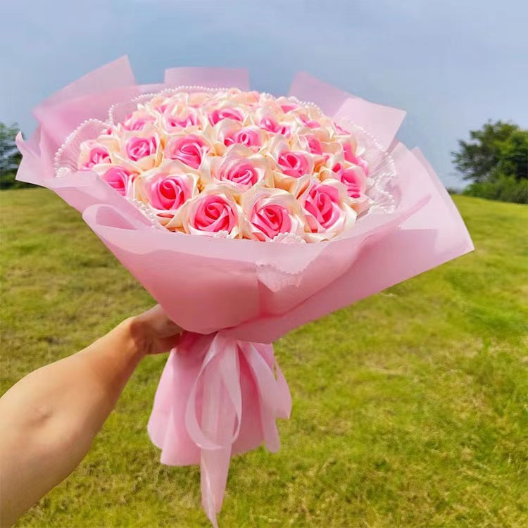 Handmade diy pita pink 3 warna bunga mawar kerajinan hadiah