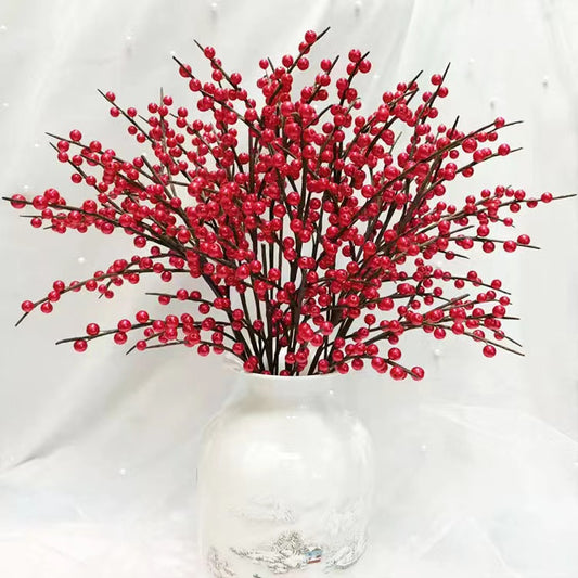 Buatan tangan diy seluruh set manik-manik merah holly bunga dekorasi rumah aksesoris bahan baku